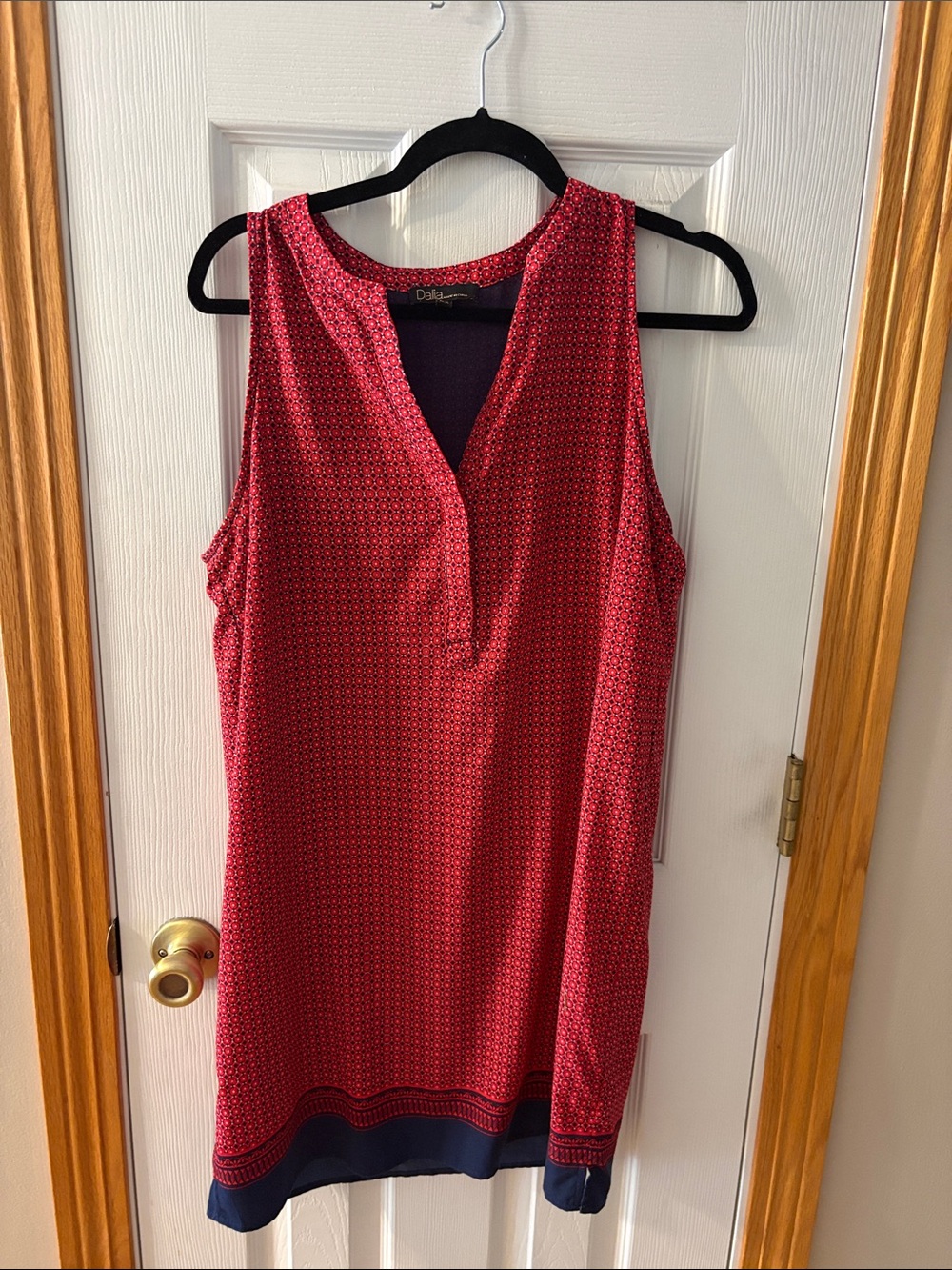 dELiA*s Red Sleeveless Shift Dress with Navy Hem